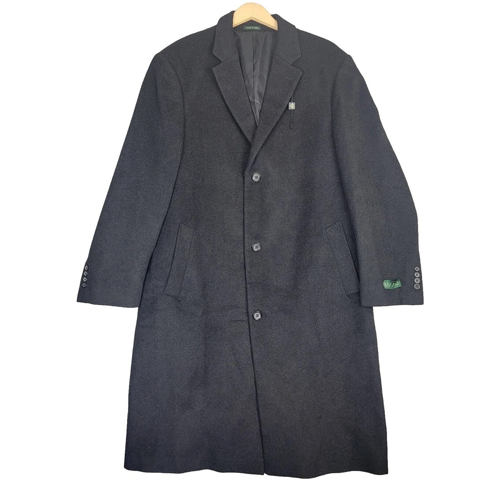 Lauren Ralph Lauren Wool Blend Coat Men's‎ Size 46 L Lined Charcoal Gray Parma